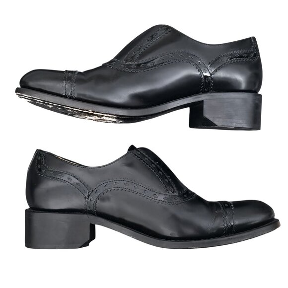 The Office of Angela Scott Ms. Arzner Slip On Black Oxford Leather Loafer EU 39 - Picture 4 of 12